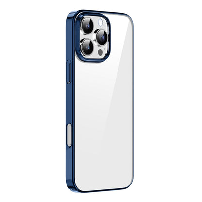 Pour iPhone 16 Pro Max Coque de téléphone PC hybride galvanisée Mutural Jiantou Series (Bleu foncé)