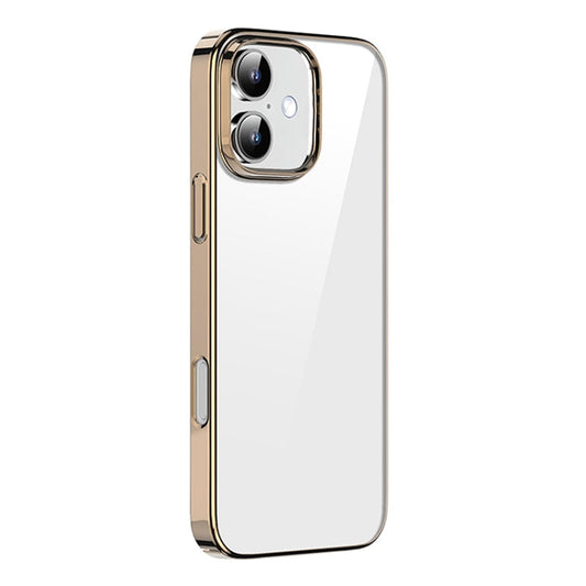 For iPhone 16 Mutural Jiantou Series Electroplating Hybrid PC Phone Case(Mocha Gold)