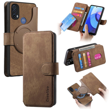 For Motorola Moto E30 / E20 CaseNeo MagSafe RFID Anti-theft Retro Leather Phone Case(Brown)