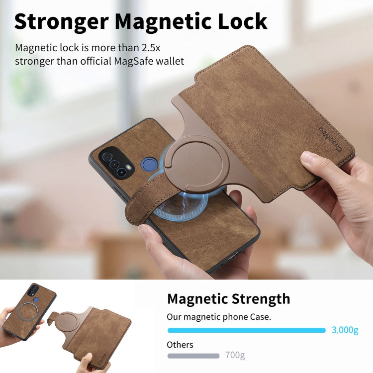 For Motorola Moto E30 / E20 CaseNeo MagSafe RFID Anti-theft Retro Leather Phone Case(Brown)