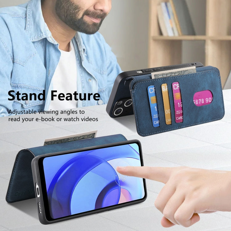 For Motorola Moto E30 / E20 CaseNeo MagSafe RFID Anti-theft Retro Leather Phone Case(Blue)
