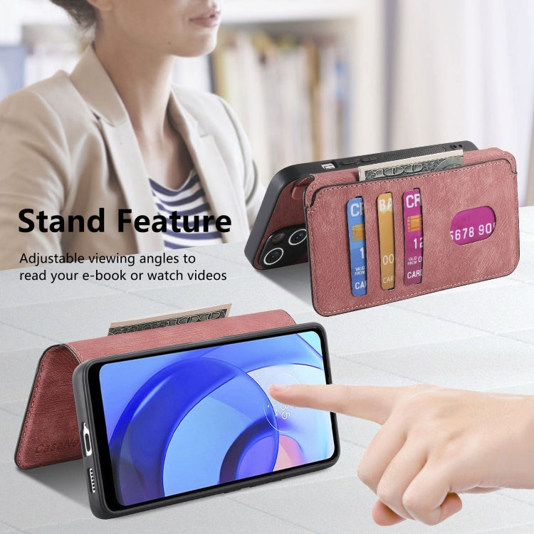 Pour Motorola Moto E30 / E20 Coque en cuir rétro avec MagSafe et RFID (rose)