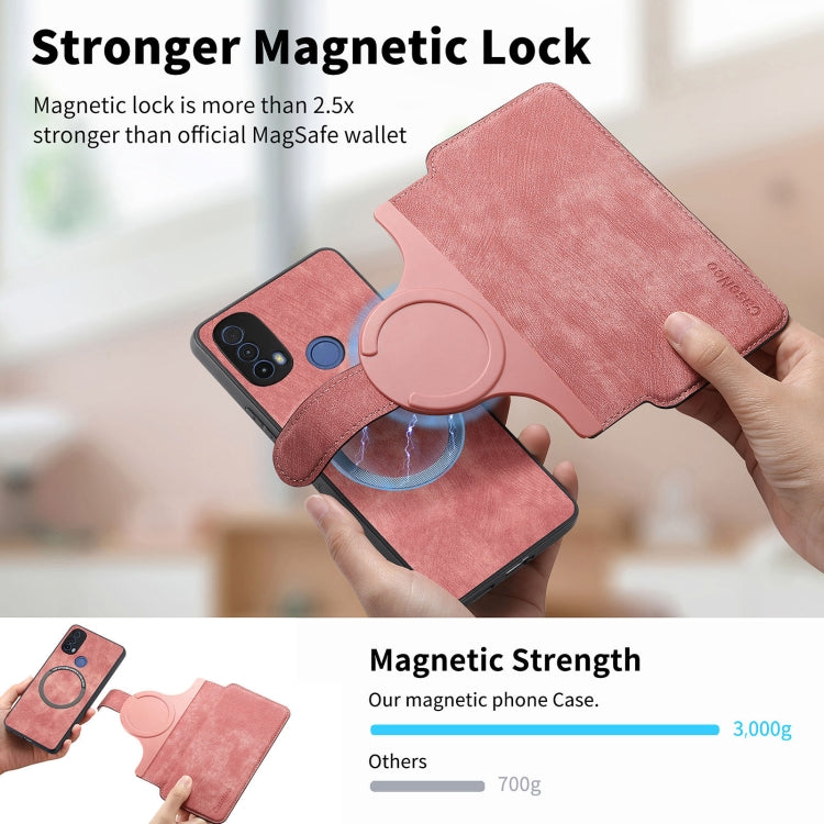 Pour Motorola Moto E30 / E20 Coque en cuir rétro avec MagSafe et RFID (rose)