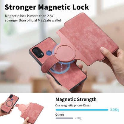 Pour Motorola Moto E30 / E20 Coque en cuir rétro avec MagSafe et RFID (rose)