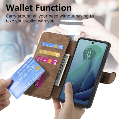 For Motorola Moto G 5G 2024 CaseNeo MagSafe RFID Anti-theft Retro Leather Phone Case(Brown)