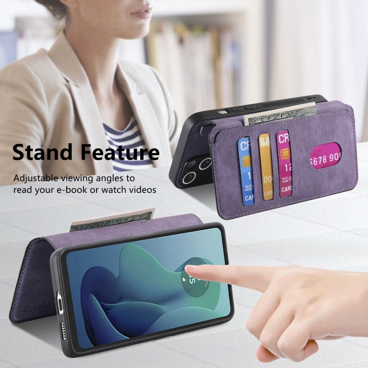 For Motorola Moto G 5G 2024 CaseNeo MagSafe RFID Anti-theft Retro Leather Phone Case(Purple)