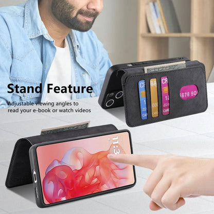 Pour Motorola Moto G Stylus 5G 2024 ÉtuiNeo MagSafe RFID Antivol Rétro Étui en cuir pour téléphone (noir)