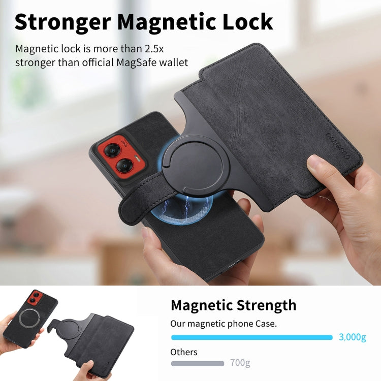 Pour Motorola Moto G Stylus 5G 2024 ÉtuiNeo MagSafe RFID Antivol Rétro Étui en cuir pour téléphone (noir)