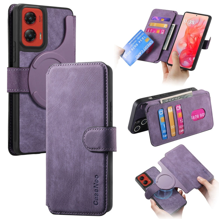 Pour Motorola Moto G Stylus 5G 2024 Étui Neo MagSafe RFID Antivol Rétro Étui en Cuir pour Téléphone (Violet)