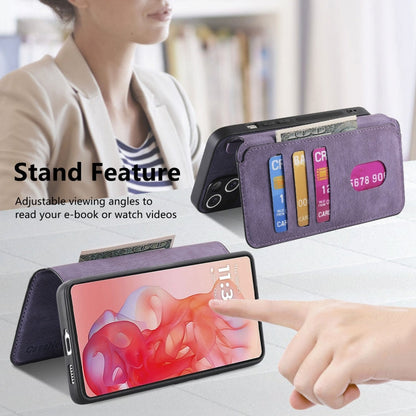Pour Motorola Moto G Stylus 5G 2024 Étui Neo MagSafe RFID Antivol Rétro Étui en Cuir pour Téléphone (Violet)