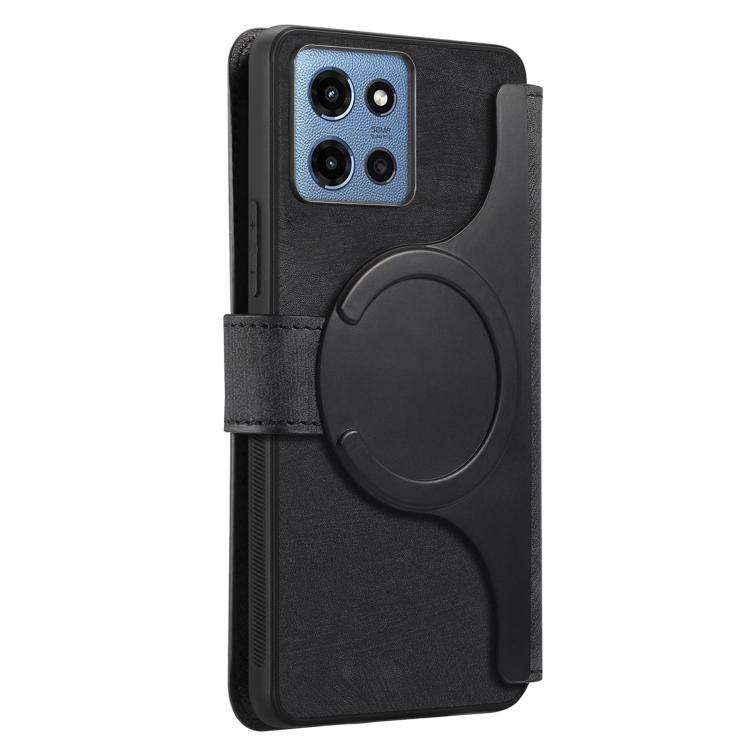 Pour Motorola Moto G 2025 CoqueAnti-vol RFID en Cuir Rétro avec MagSafe (Noir)