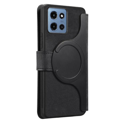 Pour Motorola Moto G 2025 CoqueAnti-vol RFID en Cuir Rétro avec MagSafe (Noir)