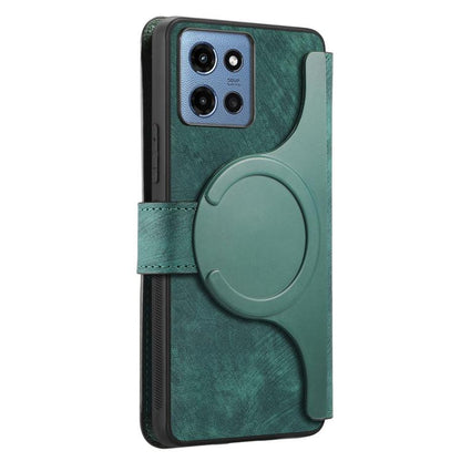 Pour Motorola Moto G 2025 ÉtuiCoque de téléphone en cuir rétro antivol RFID Neo MagSafe (vert)