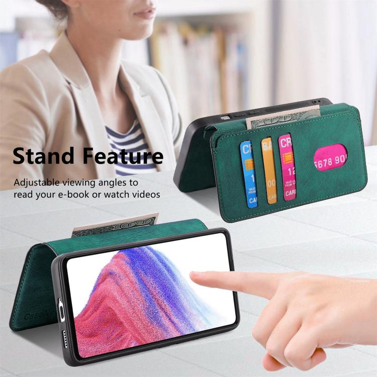 Pour Motorola Moto G 2025 ÉtuiCoque de téléphone en cuir rétro antivol RFID Neo MagSafe (vert)