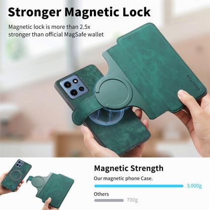 Pour Motorola Moto G 2025 ÉtuiCoque de téléphone en cuir rétro antivol RFID Neo MagSafe (vert)