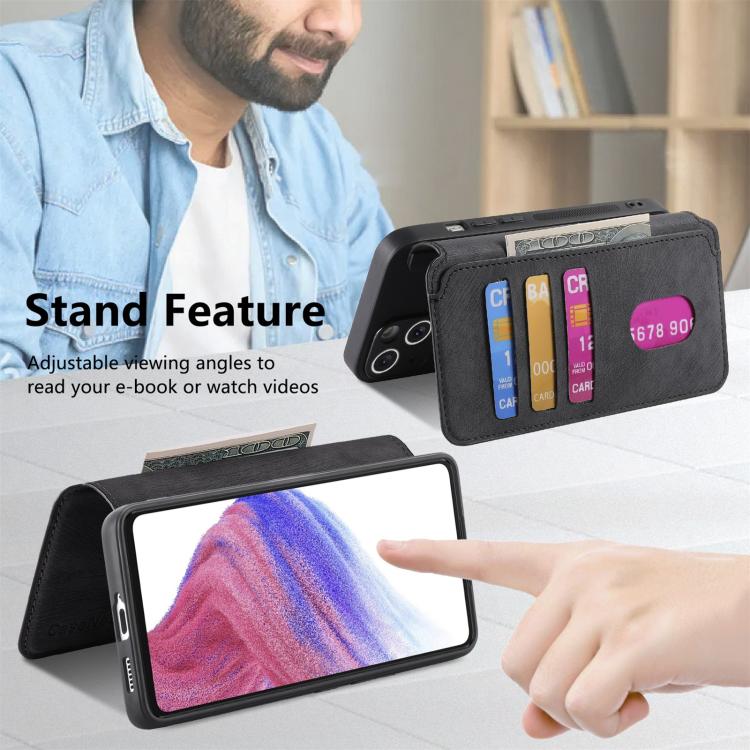Pour Motorola Moto G Power 2025 Coque Étui en cuir rétro anti-vol Neo MagSafe RFID (Noir)
