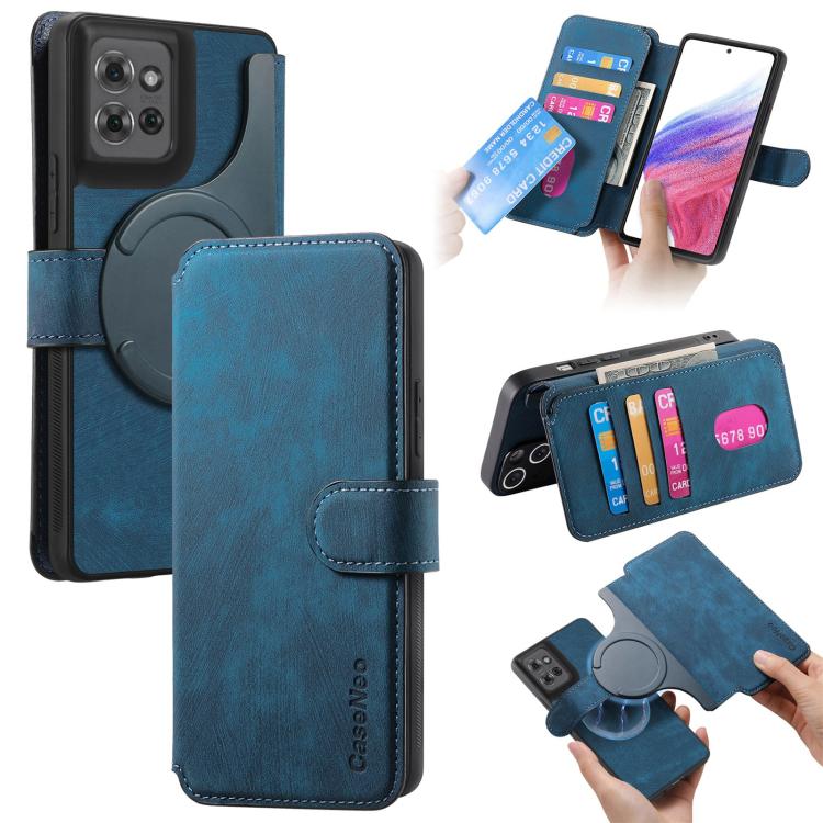For Motorola Moto G Power 2025 CaseNeo MagSafe RFID Anti-theft Retro Leather Phone Case(Blue)