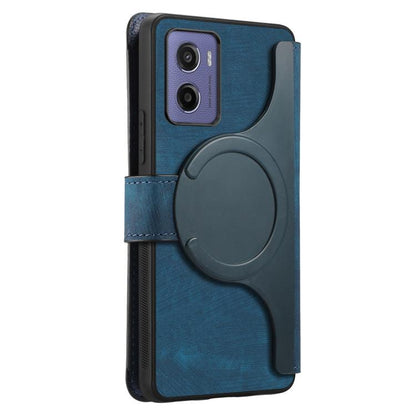 For Motorola Moto G05 CaseNeo MagSafe RFID Anti-theft Retro Leather Phone Case(Blue)