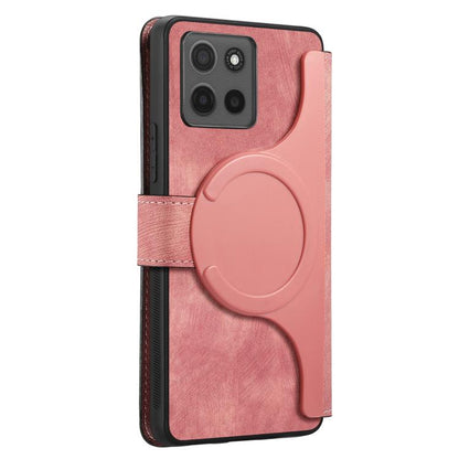Pour Motorola Moto G15 Étui en cuir rétro anti-vol Neo MagSafe RFID (Rose)
