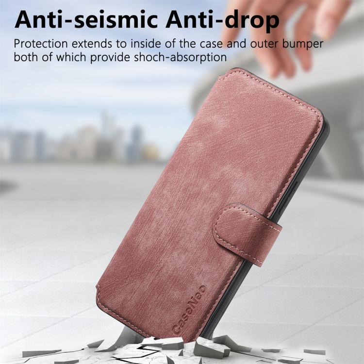 Pour Motorola Moto G15 Étui en cuir rétro anti-vol Neo MagSafe RFID (Rose)