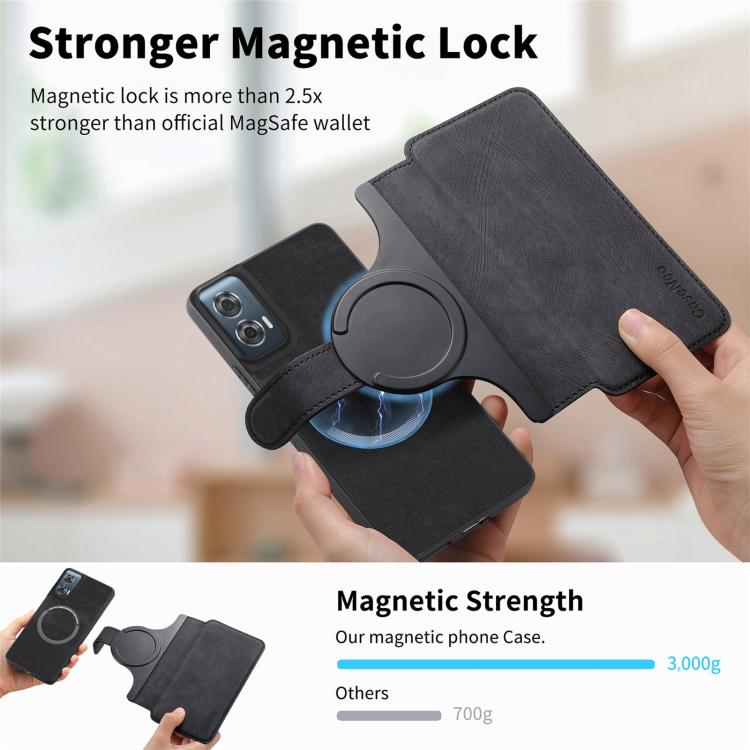 For Motorola Edge 50 Fusion CaseNeo MagSafe RFID Anti-theft Retro Leather Phone Case(Black)