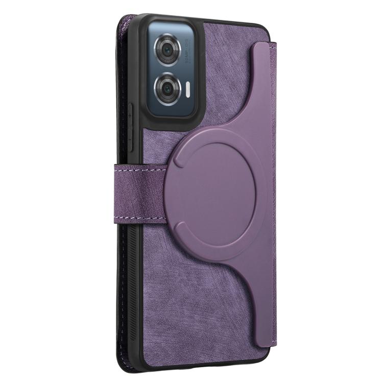 Pour la coque Motorola Edge 50 Fusion Étui en cuir rétro anti-RFID Neo MagSafe (violet)