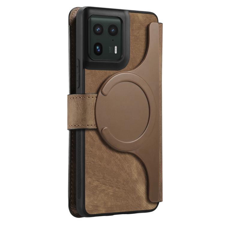 Pour Motorola Edge 50 Ultra Coque Téléphone en Cuir Rétro Antivol RFID Neo MagSafe (Marron)