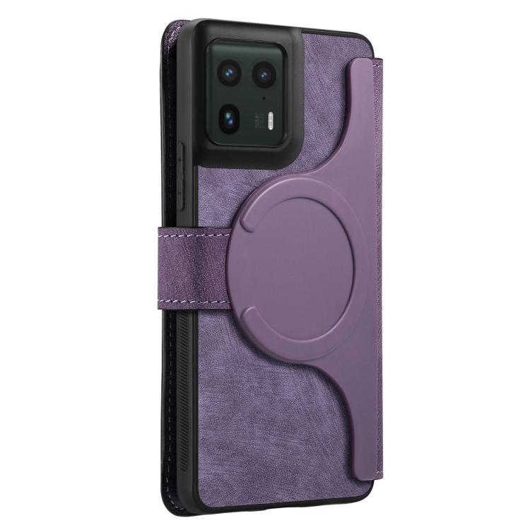 Pour Motorola Edge 50 Ultra Étui en cuir rétro Neo MagSafe RFID anti-vol (Violet)