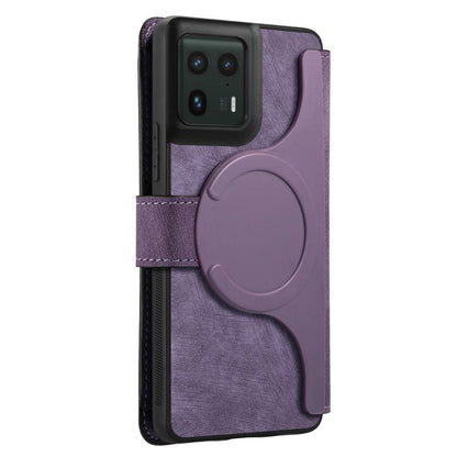 Pour Motorola Edge 50 Ultra Étui en cuir rétro Neo MagSafe RFID anti-vol (Violet)