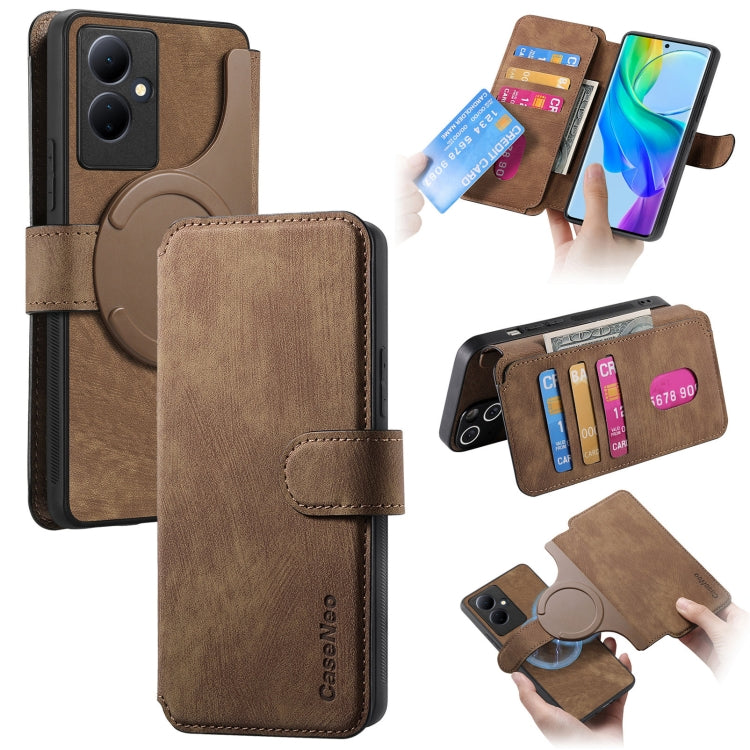 For vivo V29 Lite CaseNeo MagSafe RFID Anti-theft Retro Leather Phone Case(Brown)