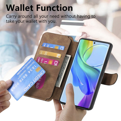 For vivo V29 Lite CaseNeo MagSafe RFID Anti-theft Retro Leather Phone Case(Brown)