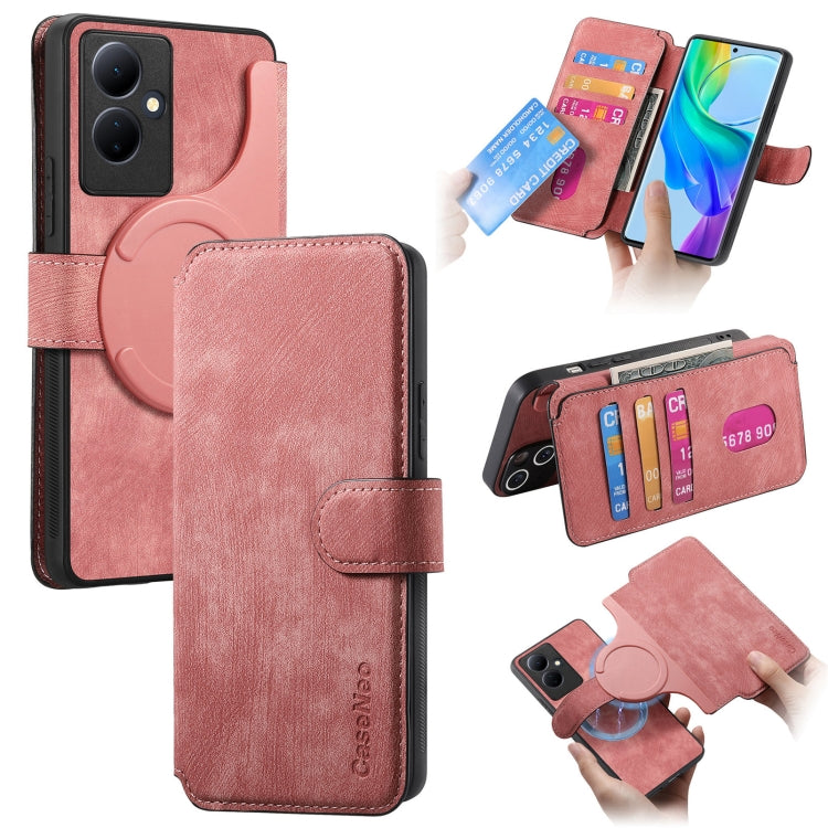 For vivo V29 Lite CaseNeo MagSafe RFID Anti-theft Retro Leather Phone Case(Pink)