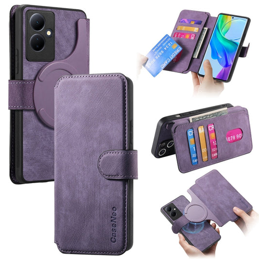 For vivo V29 Lite CaseNeo MagSafe RFID Anti-theft Retro Leather Phone Case(Purple)
