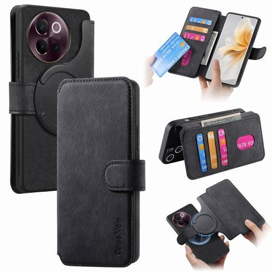 For vivo V40 Lite CaseNeo MagSafe RFID Anti-theft Retro Leather Phone Case(Black)
