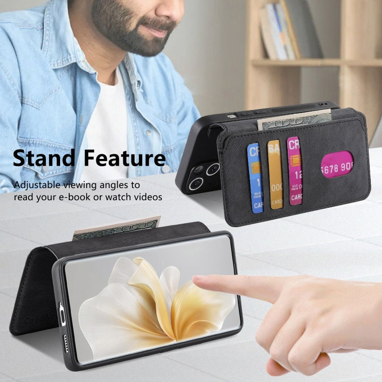 Pour étui vivo V40 Lite Étui de téléphone en cuir rétro anti-RFID Neo MagSafe (Noir)