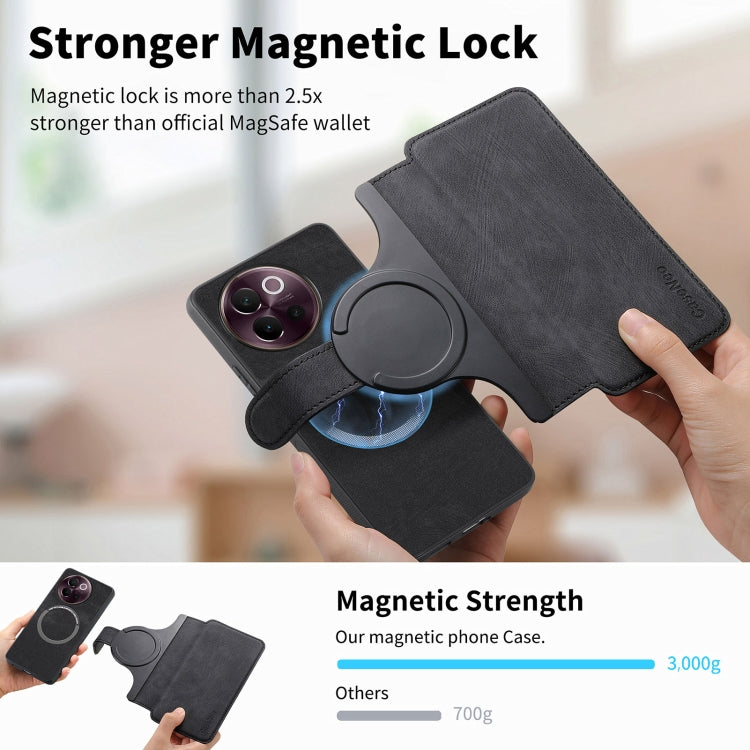 Pour étui vivo V40 Lite Étui de téléphone en cuir rétro anti-RFID Neo MagSafe (Noir)