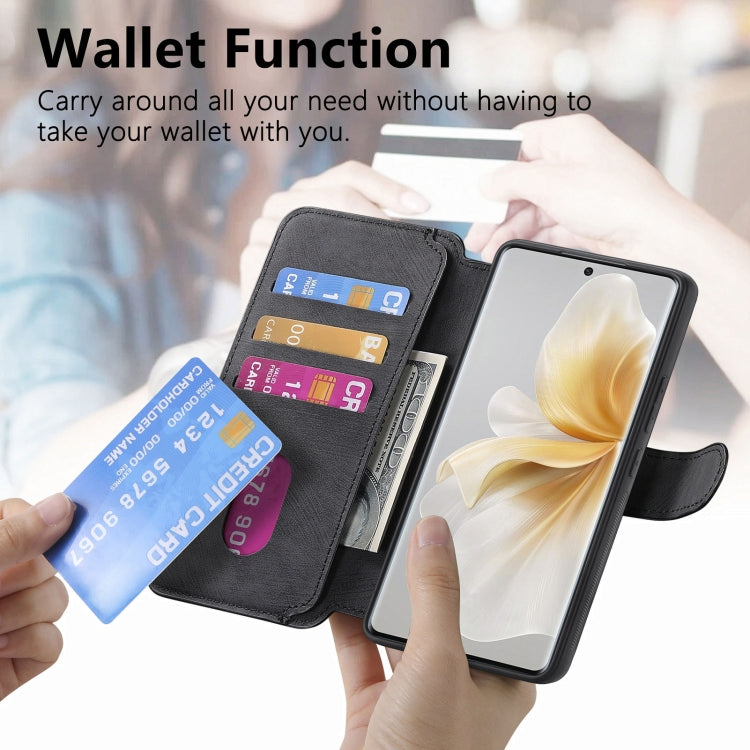 Pour étui vivo V40 Lite Étui de téléphone en cuir rétro anti-RFID Neo MagSafe (Noir)