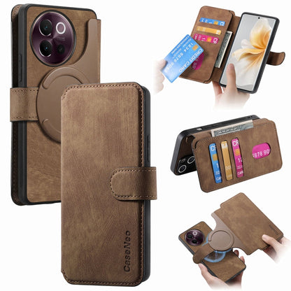 Pour étui vivo V40 Lite Étui de téléphone en cuir rétro Neo MagSafe RFID anti-vol (marron)