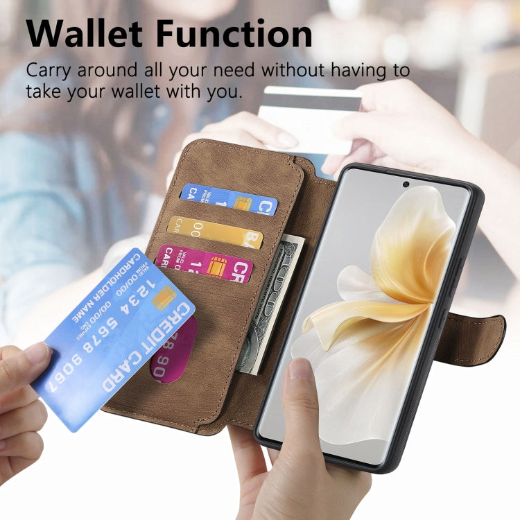 Pour étui vivo V40 Lite Étui de téléphone en cuir rétro Neo MagSafe RFID anti-vol (marron)