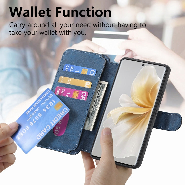 For vivo V40 Lite CaseNeo MagSafe RFID Anti-theft Retro Leather Phone Case(Blue)