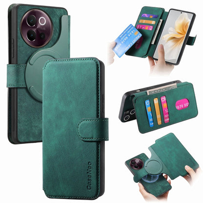 Pour étui vivo V40 LiteCoque de téléphone rétro en cuir anti-RFID MagSafe (vert)