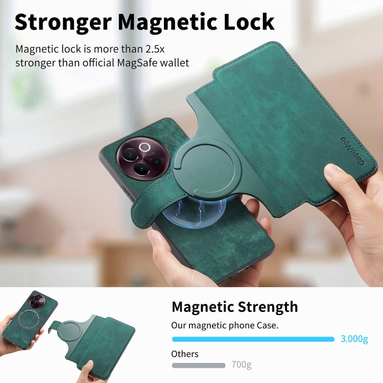 Pour étui vivo V40 LiteCoque de téléphone rétro en cuir anti-RFID MagSafe (vert)