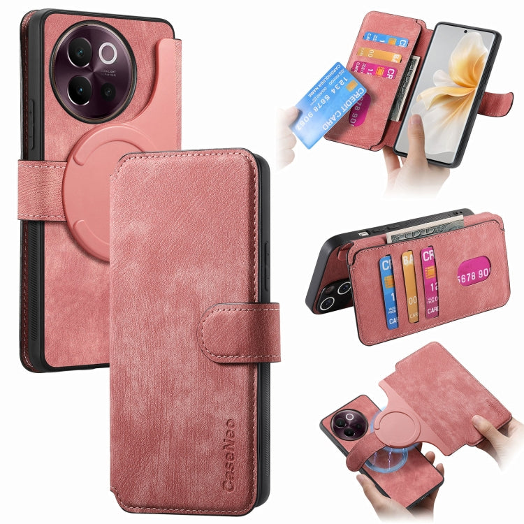 For vivo V40 Lite CaseNeo MagSafe RFID Anti-theft Retro Leather Phone Case(Pink)