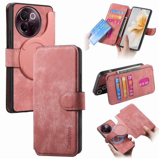 For vivo V40 Lite CaseNeo MagSafe RFID Anti-theft Retro Leather Phone Case(Pink)