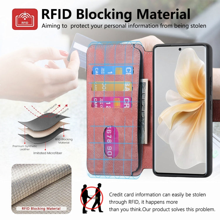 For vivo V40 Lite CaseNeo MagSafe RFID Anti-theft Retro Leather Phone Case(Pink)