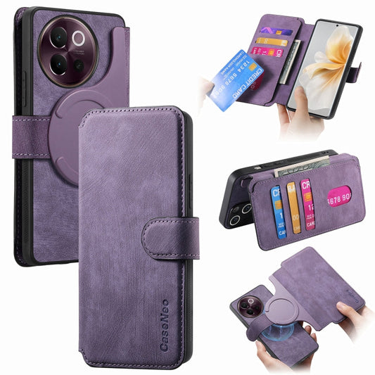 For vivo V40 Lite CaseNeo MagSafe RFID Anti-theft Retro Leather Phone Case(Purple)