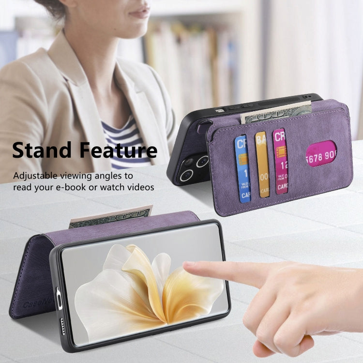 Pour étui vivo V40 Lite Étui de téléphone en cuir rétro anti-RFID et MagSafe Neo (Violet)