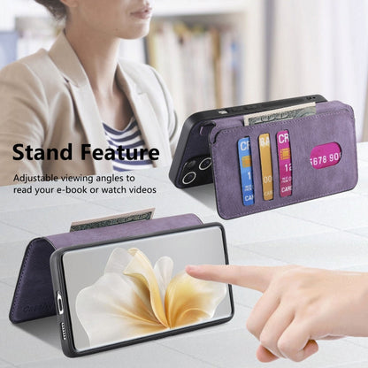 Pour étui vivo V40 Lite Étui de téléphone en cuir rétro anti-RFID et MagSafe Neo (Violet)