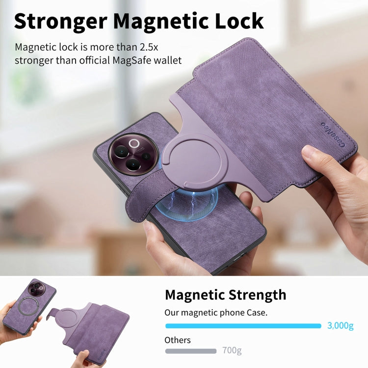 Pour étui vivo V40 Lite Étui de téléphone en cuir rétro anti-RFID et MagSafe Neo (Violet)