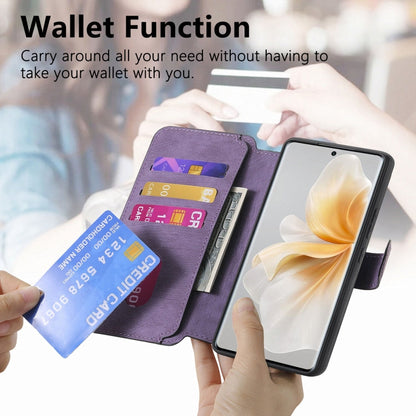 Pour étui vivo V40 Lite Étui de téléphone en cuir rétro anti-RFID et MagSafe Neo (Violet)